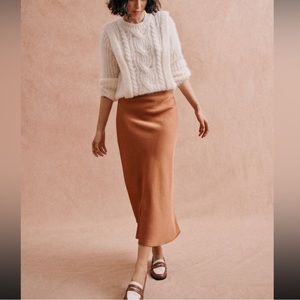 *SOLD* SEZANE Sandy Midi Skirt Size 38 Camel